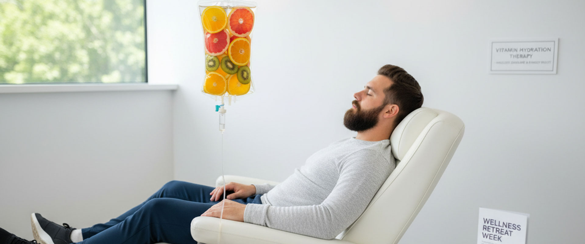 Infusionstherapie zur Steigerung von Energie und Immunsystem in einem Wellness-Retreat.